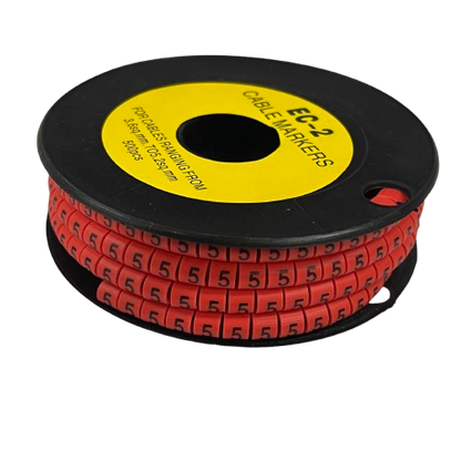 Grippes (5) Cable Marker 3.6mm to 5.2mm 500pcs per Roll Red