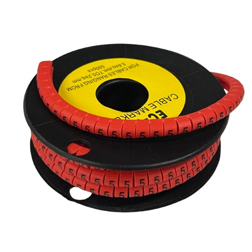 Grippes (5) Cable Marker 3.6mm to 5.2mm 500pcs per Roll Red