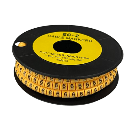 Grippes (6) Cable Marker 3.6mm to 5.2mm Color Yellow 1roll 500pcs) EC-2Y