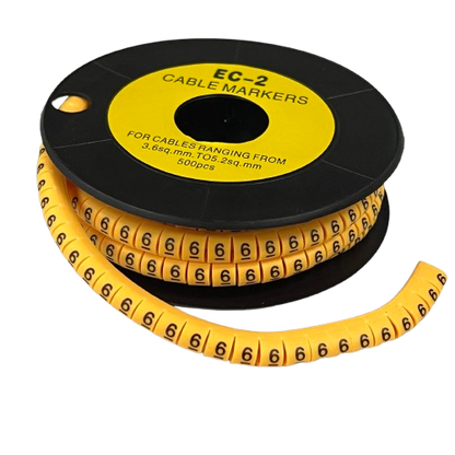 Grippes (6) Cable Marker 3.6mm to 5.2mm Color Yellow 1roll 500pcs) EC-2Y