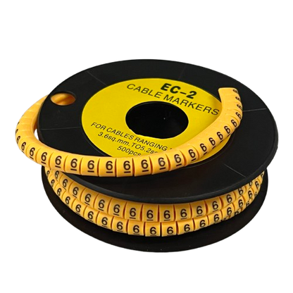 Grippes (6) Cable Marker 3.6mm to 5.2mm Color Yellow 1roll 500pcs) EC-2Y