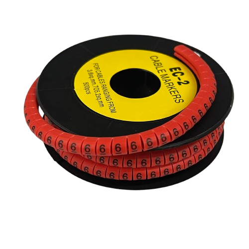 Grippes (6) Cable Marker 3.6mm to 5.2mm 500pcs per Roll Red