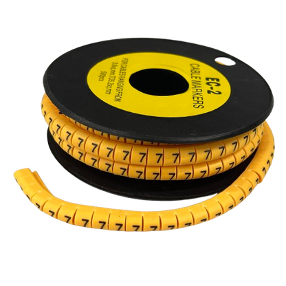 Grippes (7) Cable Marker 3.6mm to 5.2mm Color Yellow 1roll 500pcs) EC-2Y