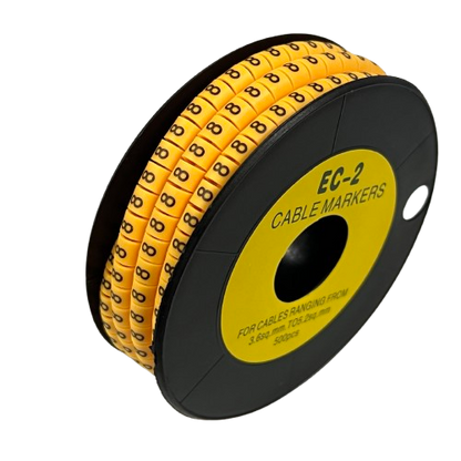 Grippes (8) Cable Marker 3.6mm to 5.2mm Color Yellow 1roll 500pcs) EC-2Y