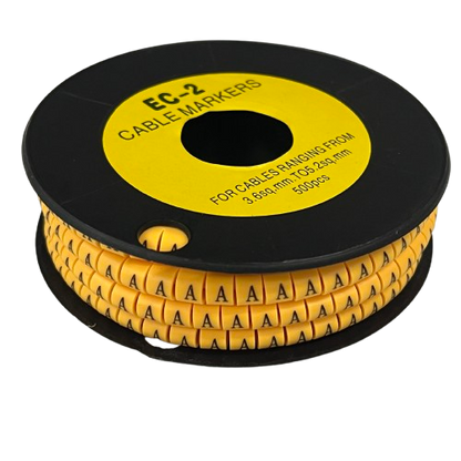 Grippes (A) Cable Marker 3.6mm to 5.2mm Color Yellow 1roll 500pcs) EC-2Y