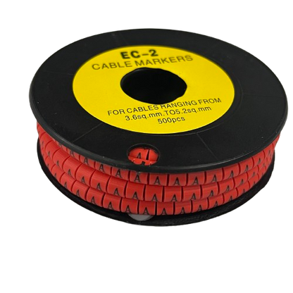Grippes (A) Cable Marker 3.6mm to 5.2mm 500pcs per Roll Red