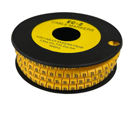 Grippes (B) Cable Marker 3.6mm to 5.2mm Color Yellow 1roll 500pcs) EC-2Y