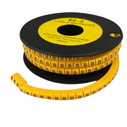 Grippes (B) Cable Marker 3.6mm to 5.2mm Color Yellow 1roll 500pcs) EC-2Y