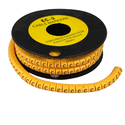 Grippes (C) Cable Marker 3.6mm to 5.2mm Color Yellow 1roll 500pcs) EC-2Y