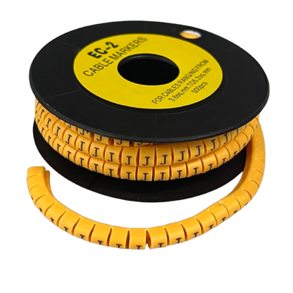 Grippes (J) Cable Marker 3.6mm to 5.2mm Color Yellow 1roll 500pcs) EC-2Y