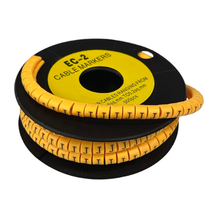 Grippes (J) Cable Marker 3.6mm to 5.2mm Color Yellow 1roll 500pcs) EC-2Y