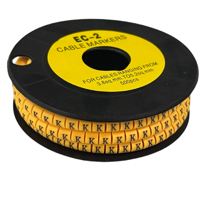Grippes (K) Cable Marker 3.6mm to 5.2mm Color Yellow 1roll 500pcs) EC-2Y