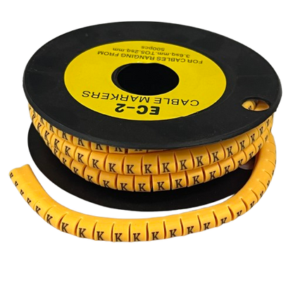 Grippes (K) Cable Marker 3.6mm to 5.2mm Color Yellow 1roll 500pcs) EC-2Y