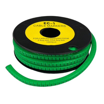 Cable (L) Marker EC-1 Green 2.6mm to 4.2mm 1000pcs 1 Roll   EC-1G(L)