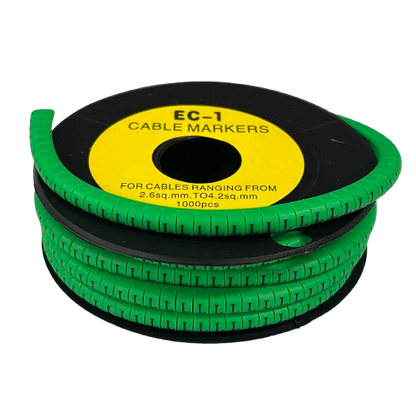 Cable (L) Marker EC-1 Green 2.6mm to 4.2mm 1000pcs 1 Roll   EC-1G(L)