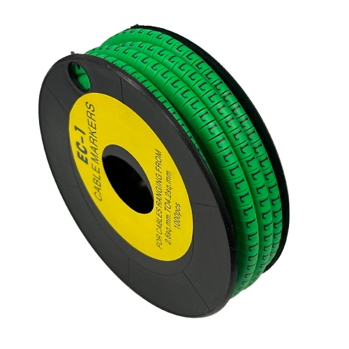 Cable (L) Marker EC-1 Green 2.6mm to 4.2mm 1000pcs 1 Roll   EC-1G(L)