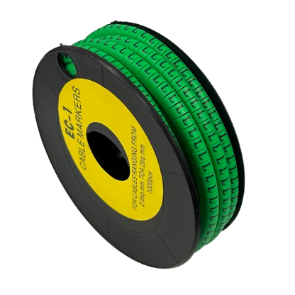 Cable (L) Marker EC-1 Green 2.6mm to 4.2mm 1000pcs 1 Roll   EC-1G(L)
