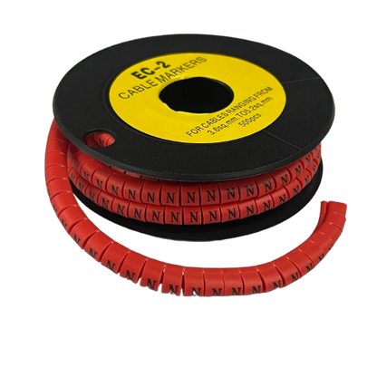 Grippes (N) Cable Marker 3.6mm to 5.2mm 500pcs per Roll Red