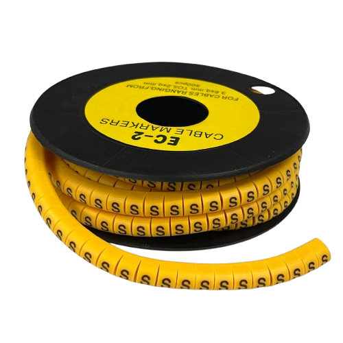 Grippes (S) Cable Marker 3.6mm to 5.2mm Color Yellow 1roll 500pcs) EC-2Y