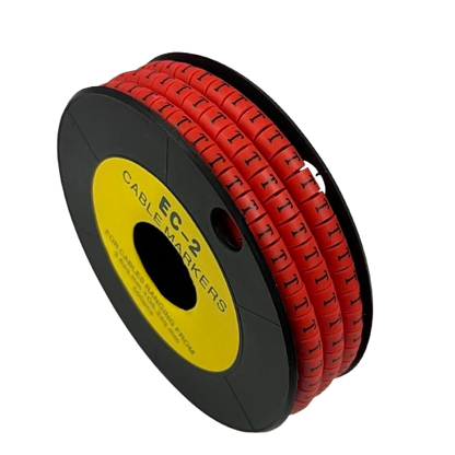 Grippes (T) Cable Marker 3.6mm to 5.2mm 500pcs per Roll Red