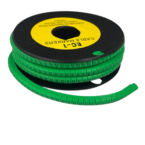Cable (V) Marker EC-1 Green 2.6mm to 4.2mm 1000pcs 1 Roll   EC-1G(V)