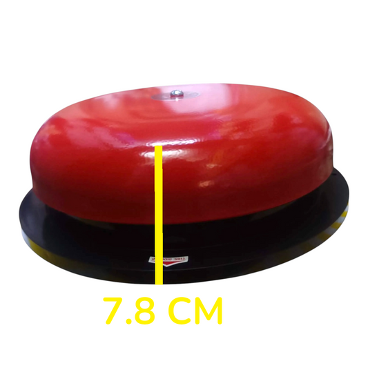 A red dome-shaped warning beacon light with a black base, shown on a white background with a yellow vertical measurement line and the text '7.8 CM' indicating the dome height.
