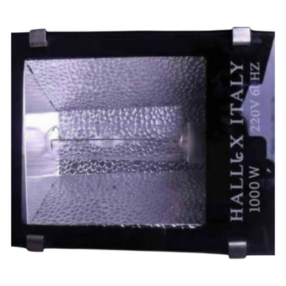 Hallex Italy 1000W light bulb with textured glass cover on a white background