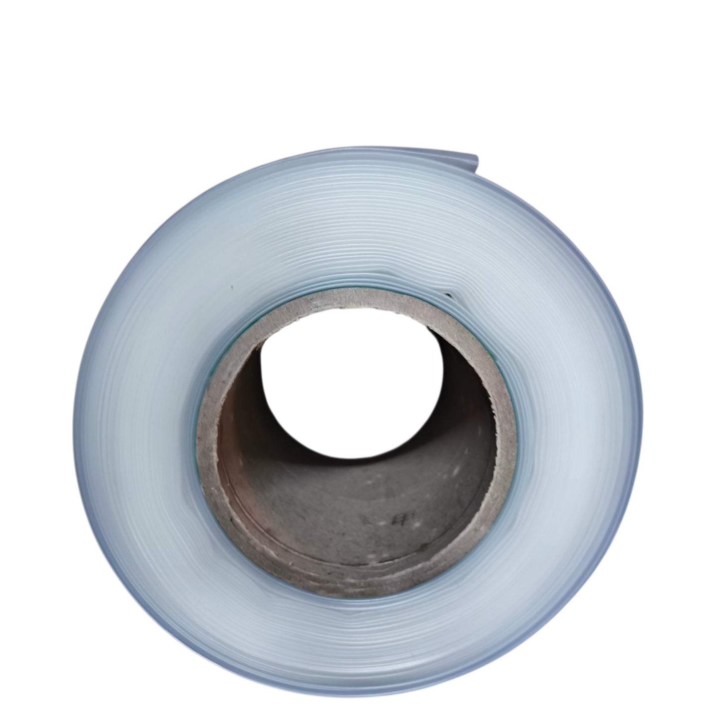 Roll of clear plastic sheeting on a white background