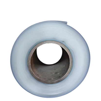 Roll of clear plastic sheeting on a white background