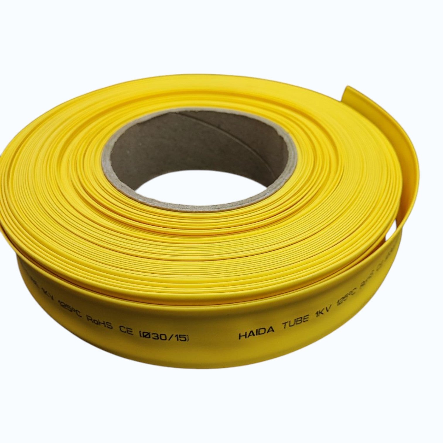 Heat Shrinkable Tube 30mm Yellow Temp. rating 125°C,Voltage Rating 0.6/1kV 50meters per roll