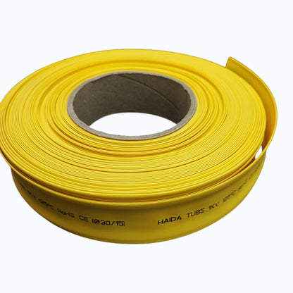Heat Shrinkable Tube 30mm Yellow Temp. rating 125°C,Voltage Rating 0.6/1kV 50meters per roll