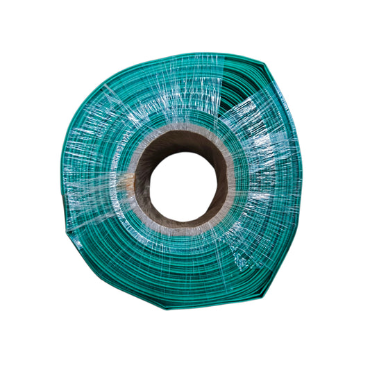 Roll of green plastic wrap on a white background