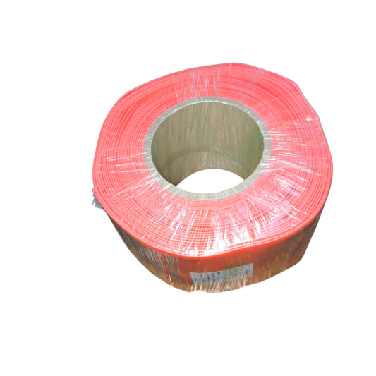 Roll of red plastic wrap on a white background