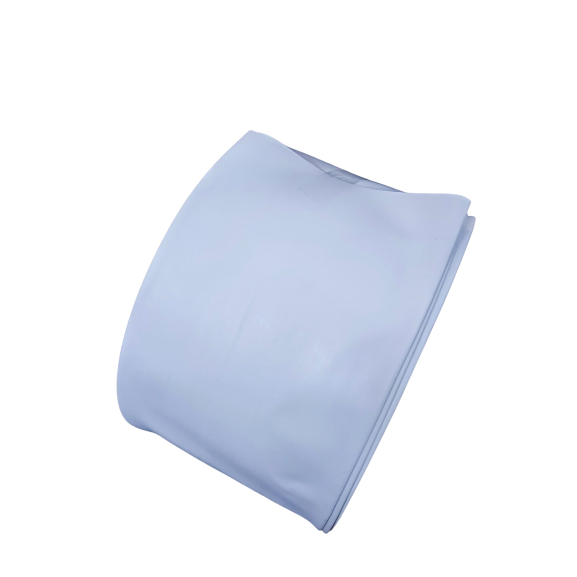 Folded light blue fabric on a white background