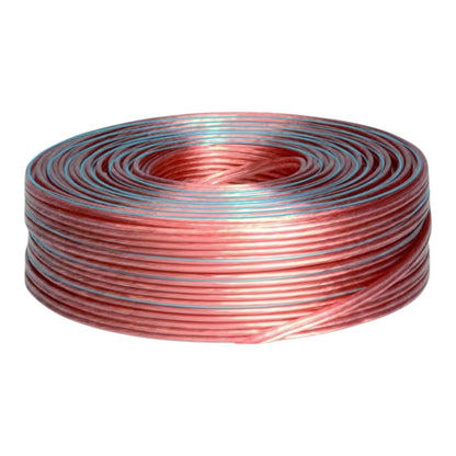 A coil of thin copper-colored wire with two thin silver-colored wires running parallel to it, photographed on a solid white background.
