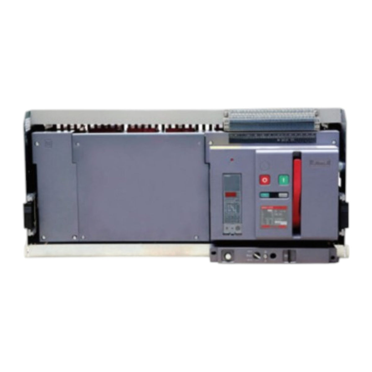 A Siemens modular electrical drive module, specifically the S-720 series, featuring a gray metal chassis with a control panel on the right side containing red, green, and indicator lights.