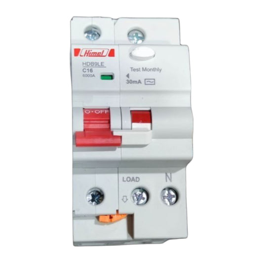 Electrical circuit breaker with visible brand logo on a white background