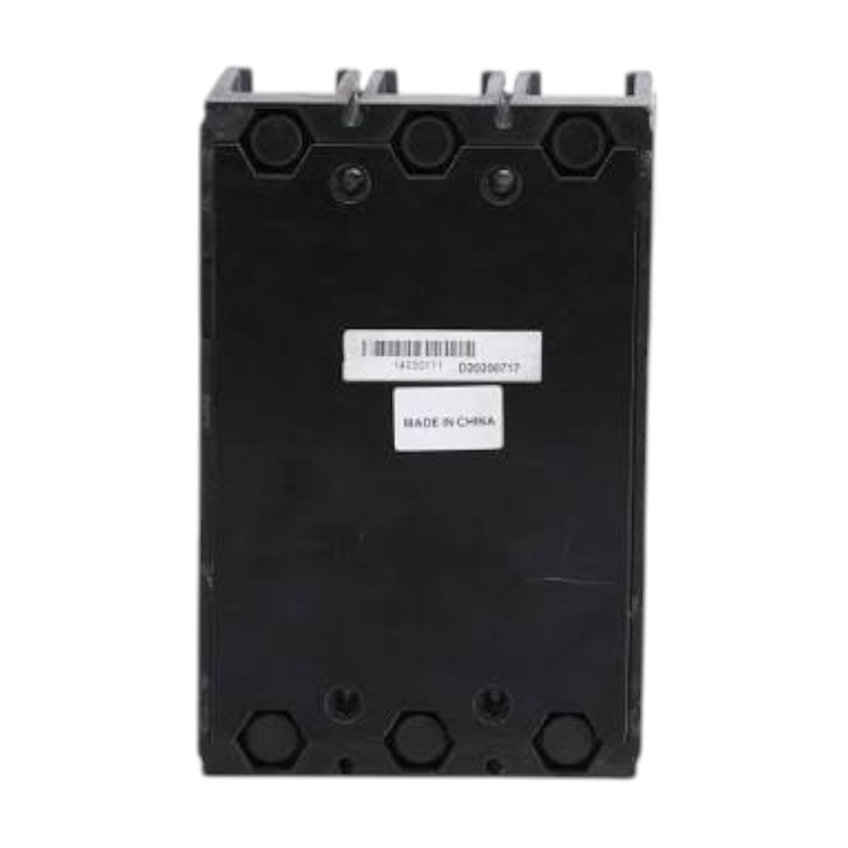 A black industrial electrical component, likely a contactor or relay module, featuring a white barcode label and 'MADE IN CHINA' text on the front face, set against a plain white background.