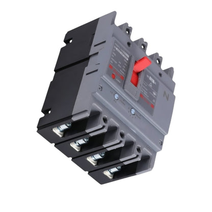 A three-phase electrical contactor with a gray metal housing, black terminal blocks, and a red switch lever, shown on a plain white background.
