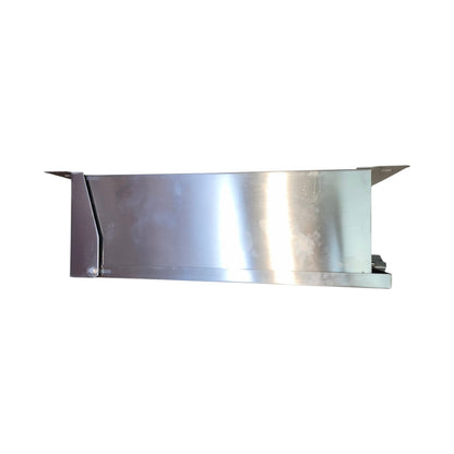 A stainless steel metal shelf bracket or support arm with a brushed metallic finish, shown against a plain white background.
