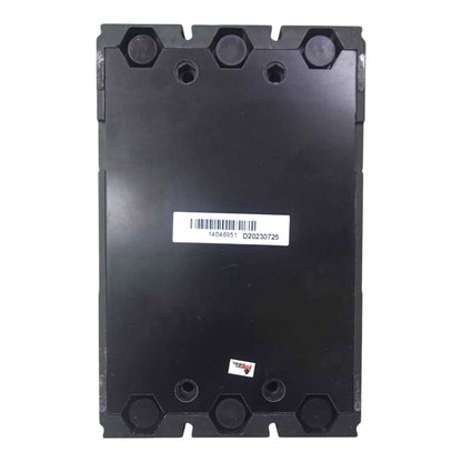 A black industrial electrical component or terminal housing with hexagonal mounting points and a white barcode label in the center, shown against a plain white background.