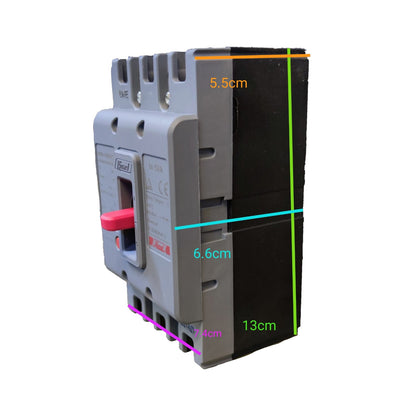 A modular electrical contactor or relay component shown on a plain white background with overlaid dimension lines and text indicating measurements of 5.5cm, 6.