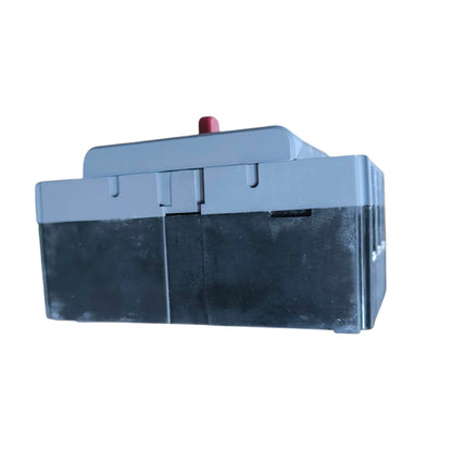A gray plastic utility box with a black lower compartment and a small red top knob, shown on a plain white background.