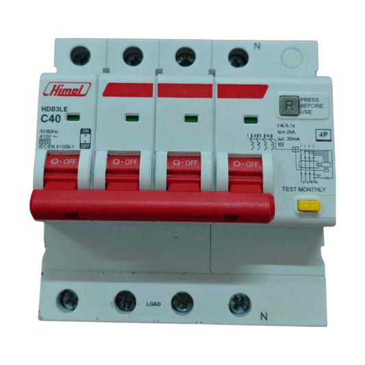 Himel 40A 4P+N 30mA 6 KAIC 220V Residual Current Operated Circuit Breaker RCBO with Overload Protection HDB3LE4C40
