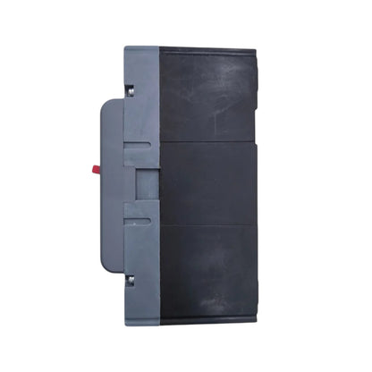 A dark gray and black rectangular electronic component or battery pack with a small red tab on the side, shown against a plain white background.