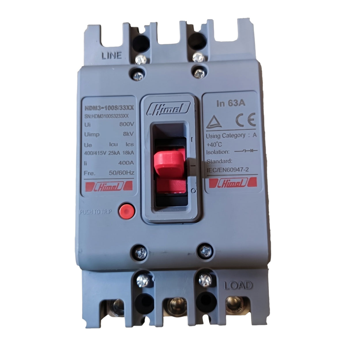 Himel 63A 3P 25KAIC 400V Molded Case Circuit Breaker 3 Phase 35KAIC 220V HDM3100S6333XX Electx Electrical Supply