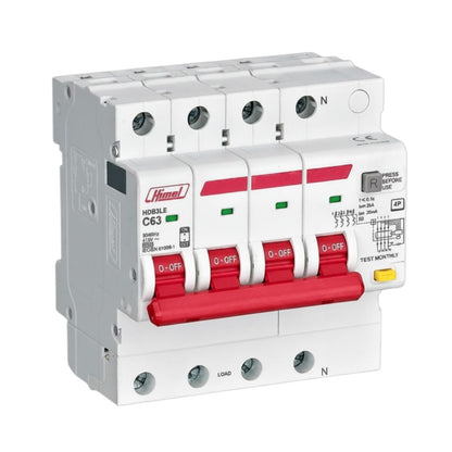 Himel 63A 4P+N 30mA 6 KAIC 220V Residual Current Operated Circuit Breaker RCBO with Overload Protection HDB3LE4C