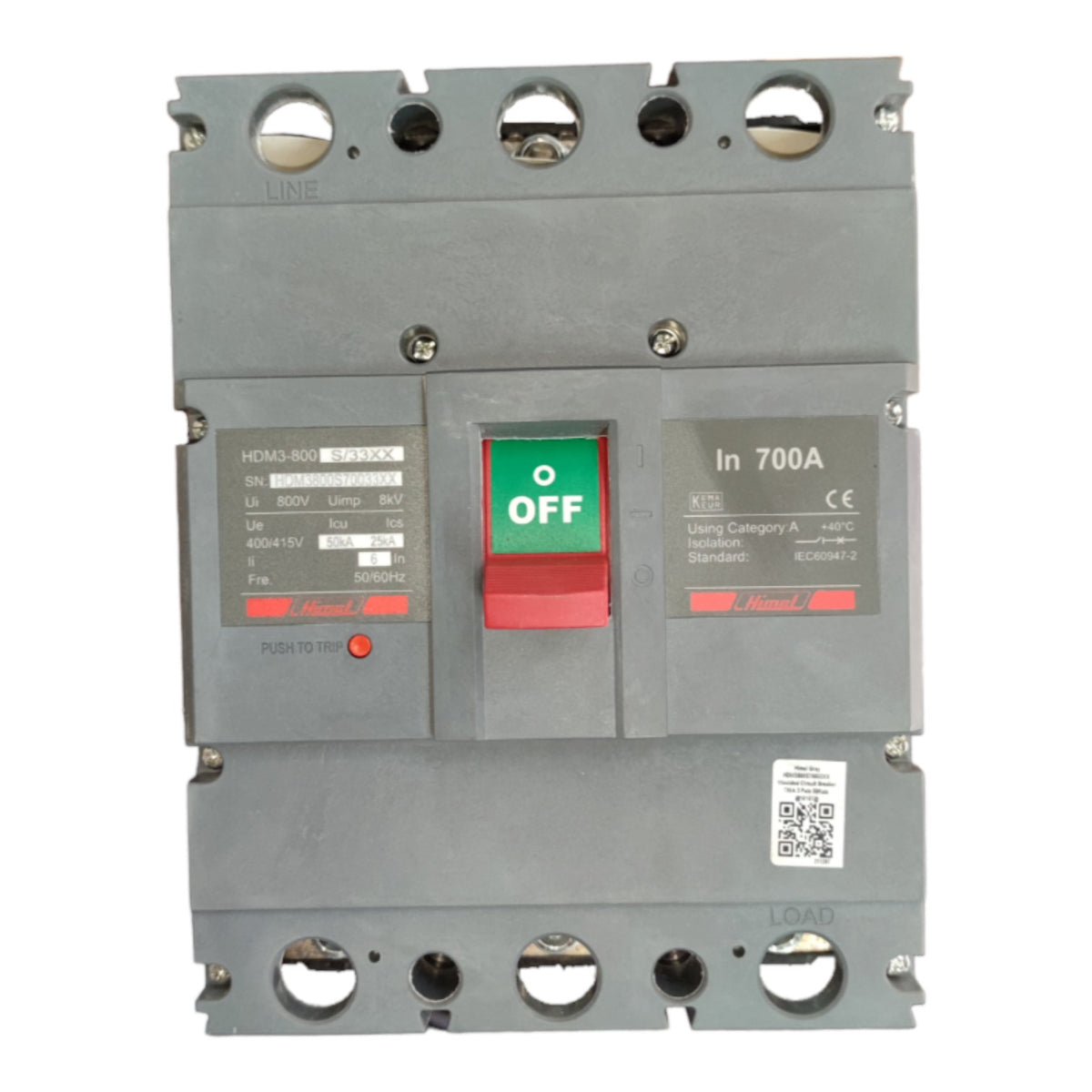 Himel 700A 3P Industrial Circuit Breaker 40KAIC 400V Molded Case Circuit Breaker 85 KAIC 220V MCCB HDM3800S70033XX Electx Electrical Supply