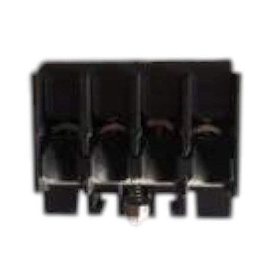 A black plastic multi-pin electrical connector or terminal block with four vertical slots, shown against a plain white background.