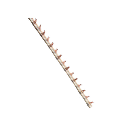 A long, narrow decorative strip featuring a repeating pattern of small reddish-brown flowers or buds attached to a light beige background, shown diagonally on a plain white background.